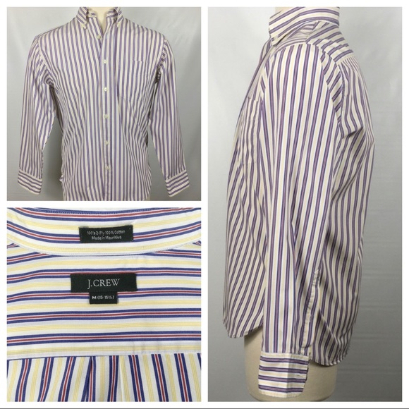 J. Crew Other - J. Crew Yellow Red & Blue Striped Button Down Med